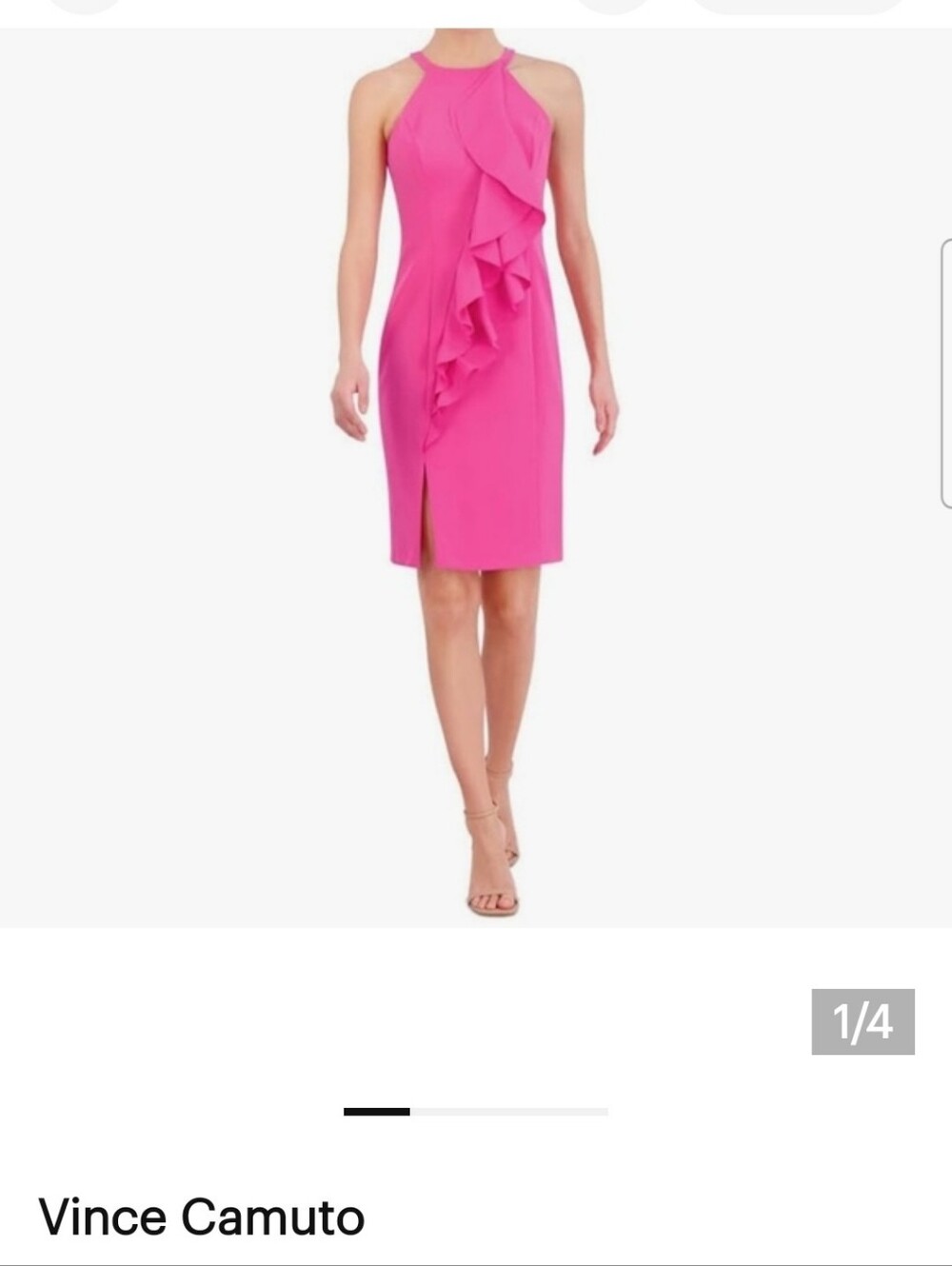 Vince Camuto Hot Pink Dress with Front Ruffle